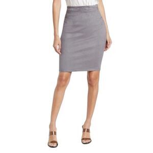 NEW Susana Monaco Silver Slim Midi Faux Suede Skirt Large
